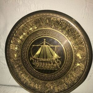 Decorative Brass and Black Ancient Egyptian Wall Plate